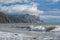 Turbid sea surf in the Fox bay of Crimea