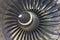 Turbine blades jet engine aircraft closeup