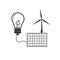 turbine electricity with solar panel logo art