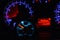 Turbo boost gauge and blurry unfocused speedometer