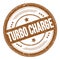 TURBO CHARGE text on brown round grungy stamp