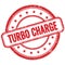 TURBO CHARGE text on red grungy round rubber stamp