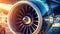 Turbo-jet engine of the plane, close up