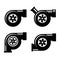 Turbocharger Icons Set Isolated on a White Background. Vector