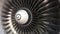 Turbojet turbine engine blades rotation close-up, realistic 3D rendering