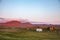 Turf roof wooden cabins camping in Highlands of Iceland Scandinavia