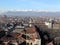 Turin cityscape with alps mountains on the background