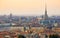 Turin cityscape, Torino, Italy at sunset, panorama with the Mole Antonelliana over the city. Scenic colorful light and dramatic sk