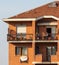 TURIN, ITALY- 03-14-2020: Coronavirus Italy in quarantine and people on balcony with manifesto of hope