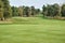 Turin Italy circa September empty golf course green and fairway panoramic view