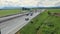 Turin, Italy - May 29, 2018: car and trucks rushing on multiple lane highway at Turin bypass, Italy