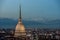 Turin at night with illuminated Mole Antonelliana