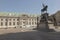 Turin, Piedmont/Italy -06/27/2019- Turin the equestrian statue of Carlo Alberto of Savoy