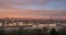 Turin Time lapse Italy, Torino skyline with the Mole Antonelliana towering over the buildings, sunrise with colorful sky glowing A