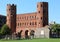 Turin, TO, Italy - August 25, 2015: Ancient building Called Palatine GATE or PORTA PALATINA in italian language