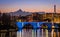 Turin (Torino), river Po and Monviso at sunset