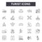 Turist line icons, signs, vector set, outline illustration concept