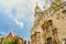 Turistic square Central Market of Valencia, near the Lonja de la Seda, view of the roofs of buildings one day with clouds in the