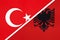 Turkey and Albania, symbol of country. Turkish vs Albanian, national flag