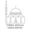Turkey, Antalia, Hagia Sophia travel landmark vector illustration