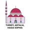 Turkey, Antalia, Hagia Sophia travel landmark vector illustration