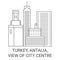 Turkey, Antalia, View Of City Centre travel landmark vector illustration