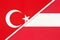 Turkey and Austria, symbol of country. Turkish vs Austrian national flag