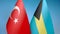 Turkey and Bahamas two flags