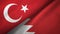 Turkey and Bahrain two flags textile cloth, fabric texture