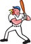 Turkey Baseball Hitter Batting Isolated Cartoon