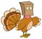 Turkey Bird Cartoon Character Hiding Under A Bag