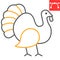 Turkey bird color line icon, animal and poultry, turkey animal sign vector graphics, editable stroke linear icon, eps 10