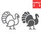 Turkey bird line and glyph icon, animal and poultry, turkey animal sign vector graphics, editable stroke linear icon