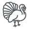 Turkey bird line icon, animal and farm, poultry sign, vector graphics, a linear pattern on a white background.