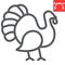 Turkey bird line icon, animal and poultry, turkey animal sign vector graphics, editable stroke linear icon, eps 10.