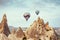 Turkey Cappadocia beautiful balloons flight stone landscape