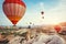 Turkey Cappadocia beautiful balloons flight stone landscape