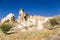 Turkey, Cappadocia. Part of the cave city in the rocks around Cavusin