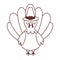 Turkey cartoon bird with pilgrim hat isolated icon design line style