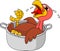 Turkey cartoon in the saucepan