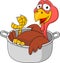 Turkey cartoon in the saucepan