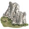 Turkey cartoon travel map raster illustration, landmark Galata tower, Mount Nemrut, Anitkabir, Selimiye mosque, Izmir