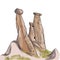 Turkey cartoon travel map raster illustration, landmark Galata tower, Mount Nemrut, Anitkabir, Selimiye mosque, Izmir