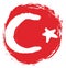 Turkey Circle Flag Vector Hand Painted with Rounded Brush