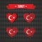 Turkey. Collection of four vector hearts with flag. Heart silhouette