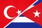 Turkey and Cuba, symbol of country. Turkish vs Cuban national flag