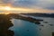 Turkey dawn sea and mountains shooting from the air.