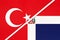 Turkey and Dominican Republic, symbol of country. Turkish national flag