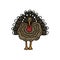 Turkey doodle icon, vector illustration