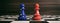 Turkey and European Union flags on chess pawns on a chessboard. 3d illustration